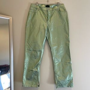Lime green metallic pants